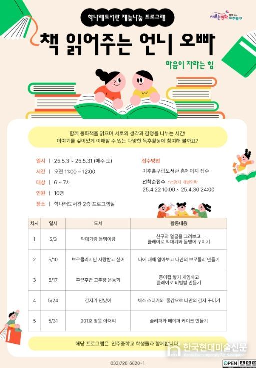 ‘책 읽는 언니, 오빠’와 나누는 독서 프로그램 운영