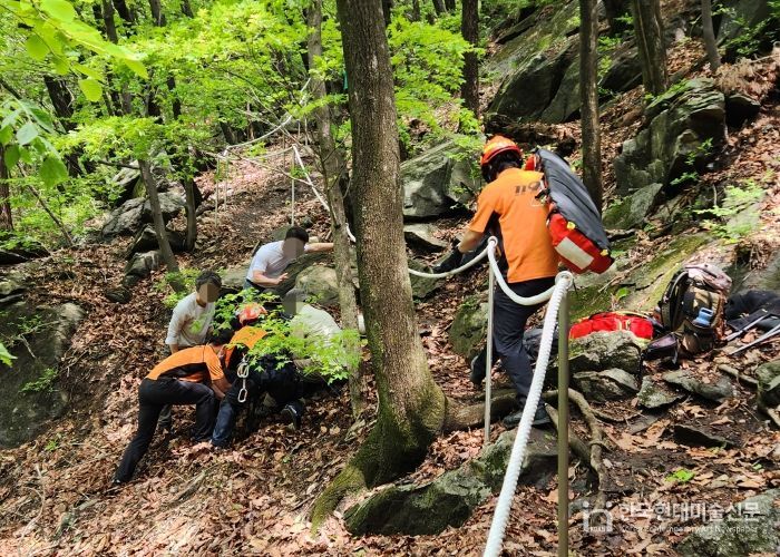 남양주소방서, 6m 아래로 추락한 등산객 신속 구조… 생명에 지장 없어