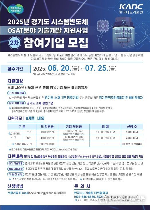2025년 시스템반도체 OSAT 기술개발 지원사업 2차 모집_포스터