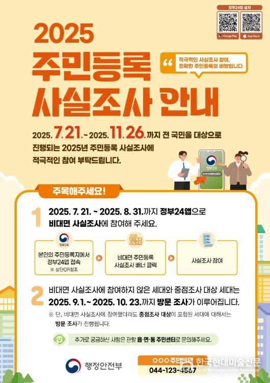 25년 주민등록 사실조사 실시