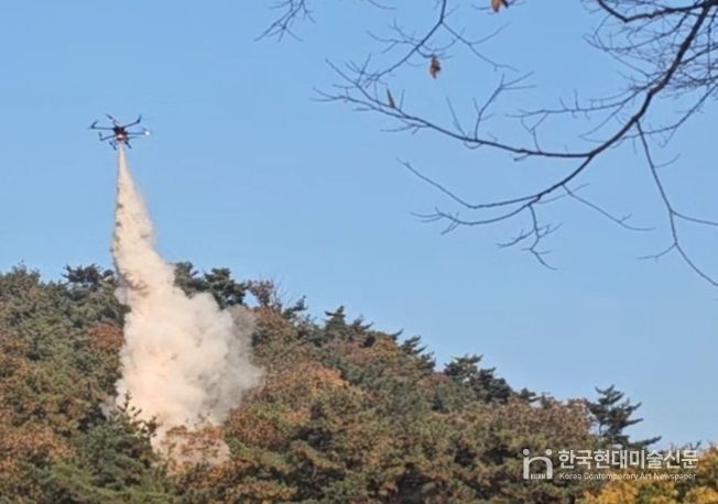 드론 진화(친환경 분말소화재 분사)
