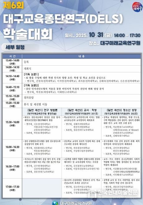 ‘제6회 대구교육종단연구 학술대회’ 개최