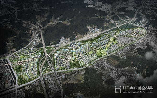 조감도. 지구계획 변경 등 조성계획 변경으로 개발 완료 시 상이할 수 있음