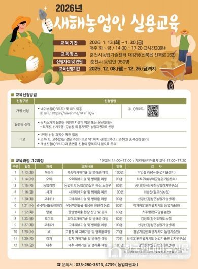 춘천시, 새해농업인실용교육 운영