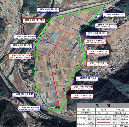 「남평지구 대구획경지정리 시설개량사업 조감도」