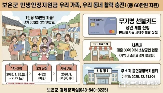 보은군, 민생안정 지원금 1차 지급 개시