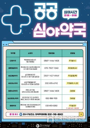 연수구, 공공심야약국 운영으로 의료안전망 강화
