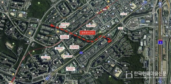 수지구 정평천 일원 산책 정비공사 위치도