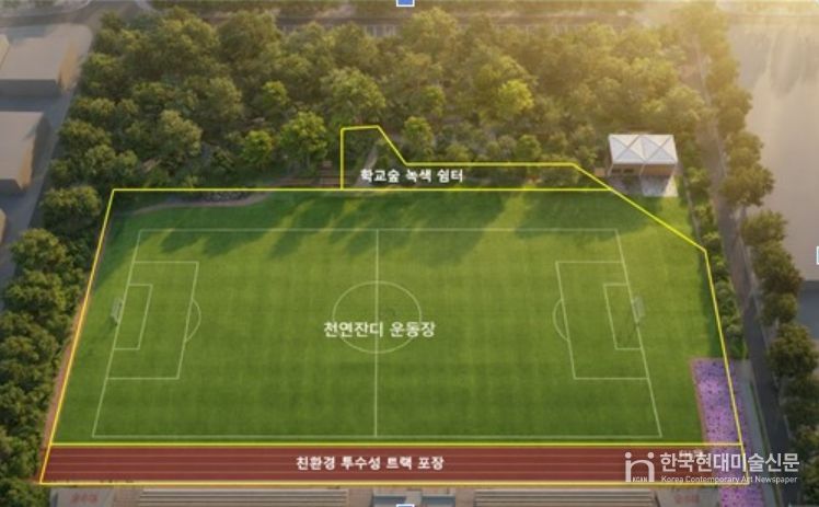 현암초 빗물 순환형 천연잔디 운동장 조감도